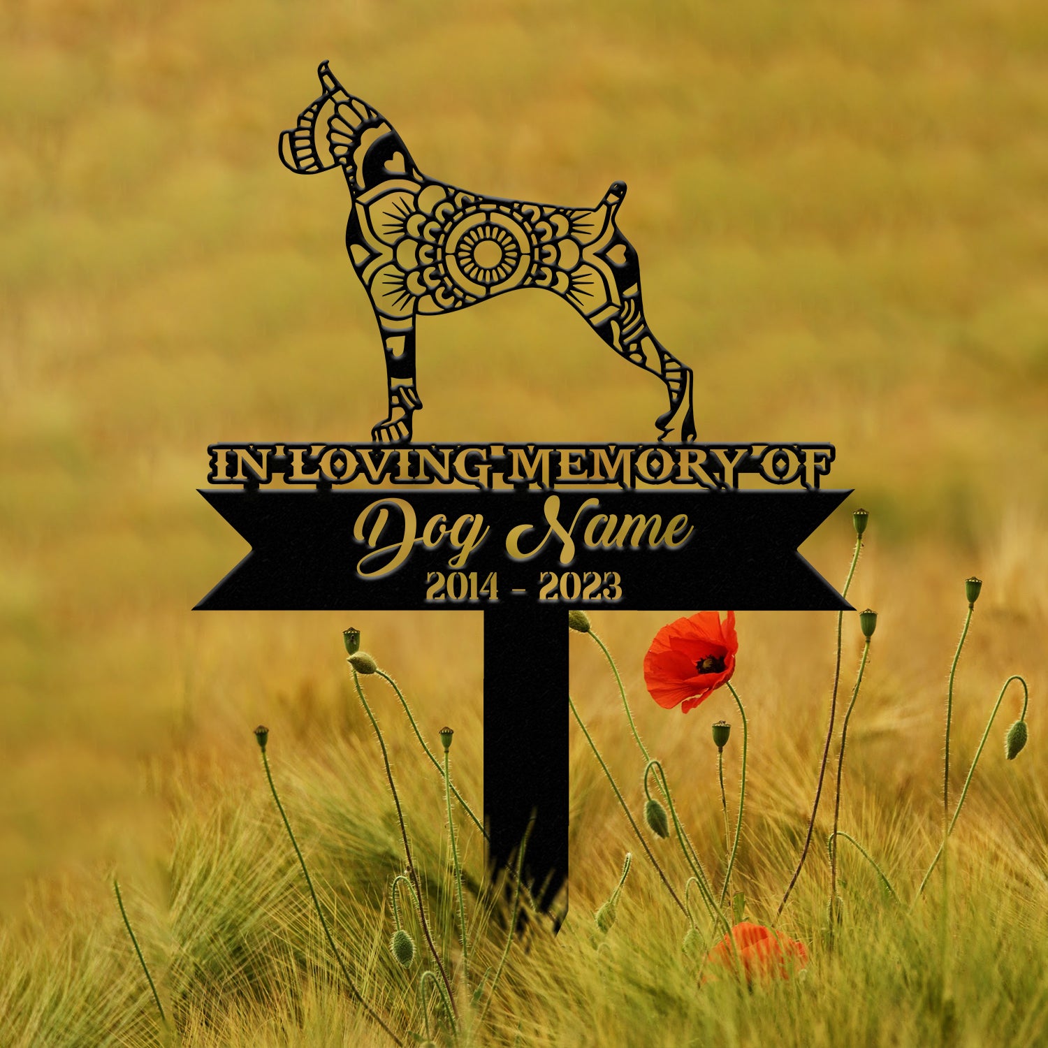 Custom Boxers Dog Stake, Mandala Yard Art, Dog Garden Sign, Pet Grave Marker, Boxers Lover Gift, Sympathy Sign, Pet Loss Memorial Decor