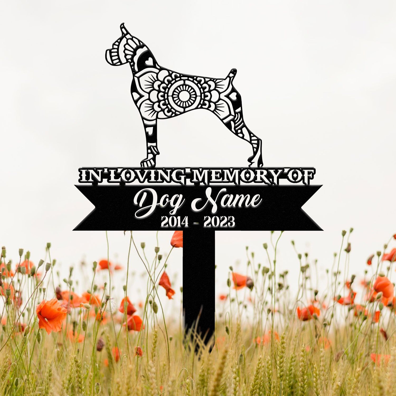 Custom Boxers Dog Stake, Mandala Yard Art, Dog Garden Sign, Pet Grave Marker, Boxers Lover Gift, Sympathy Sign, Pet Loss Memorial Decor