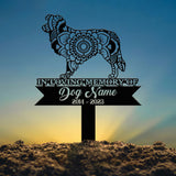 Border Collie Mandala Garden Stake, Zentangle Yard Art, Dog Garden Sign, Pet Grave Marker, Border Collie Gift, Sympathy Pet Loss Memorial