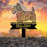 Scottish Terrier Mandala Garden Stake, Zentangle Dog Yard Art, Custom Pet Grave Marker, Sympathy Gift, Scottish Terrier Memorial Sign