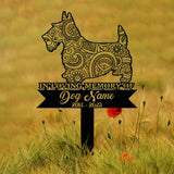 Scottish Terrier Mandala Garden Stake, Zentangle Dog Yard Art, Custom Pet Grave Marker, Sympathy Gift, Scottish Terrier Memorial Sign
