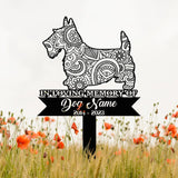 Scottish Terrier Mandala Garden Stake, Zentangle Dog Yard Art, Custom Pet Grave Marker, Sympathy Gift, Scottish Terrier Memorial Sign