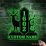 Address Life Tree Metal Sign Personalized Family Name Metal Sign Family LED Wall Decor Personalized Wall Art