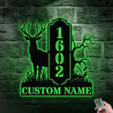 Address Life Tree Metal Sign Personalized Family Name Metal Sign, Family LED Wall Decor, Personalized Wall Art, Housewarming Family Name
