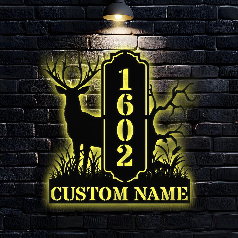 Address Life Tree Metal Sign Personalized Family Name Metal Sign, Family LED Wall Decor, Personalized Wall Art, Housewarming Family Name