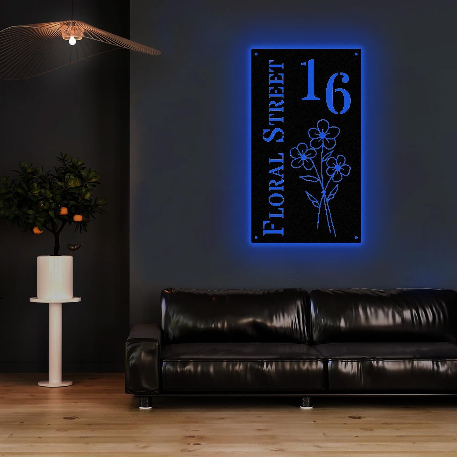 Address Metal Flower House Address Sign, Vertical Address Number Sign, Minimal Address Sign, Home Number, Housewarming Gift, Door Number