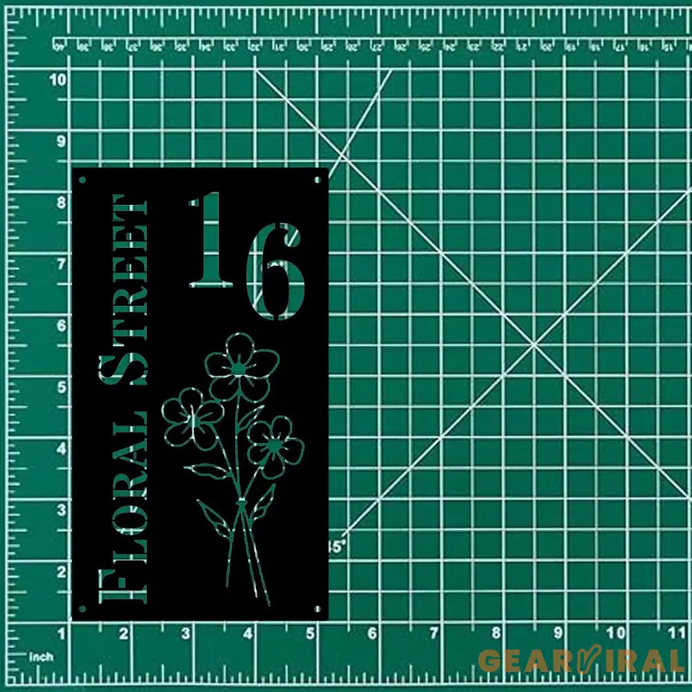 Address Metal Flower House Address Sign Vertical Address Number Sign Minimal Address Sign Home Number Housewarming Gift