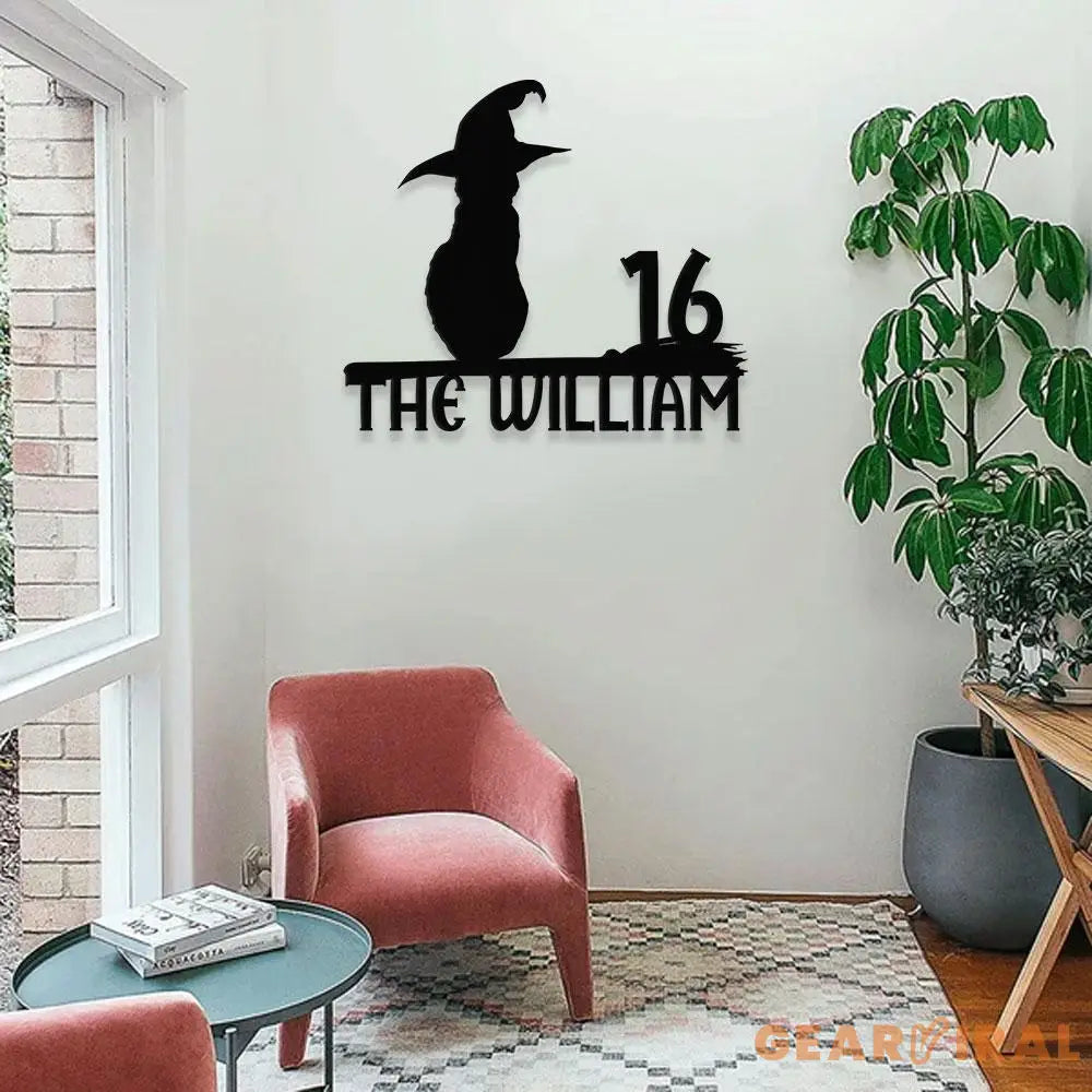 Address Metal Sign Halloween Black Cat Address Name Sign Personalized Split Letter Last Name Halloween Sign Outdoor