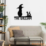 Address Metal Sign Halloween Black Cat Address Name Sign Personalized Split Letter Last Name Halloween Sign Outdoor