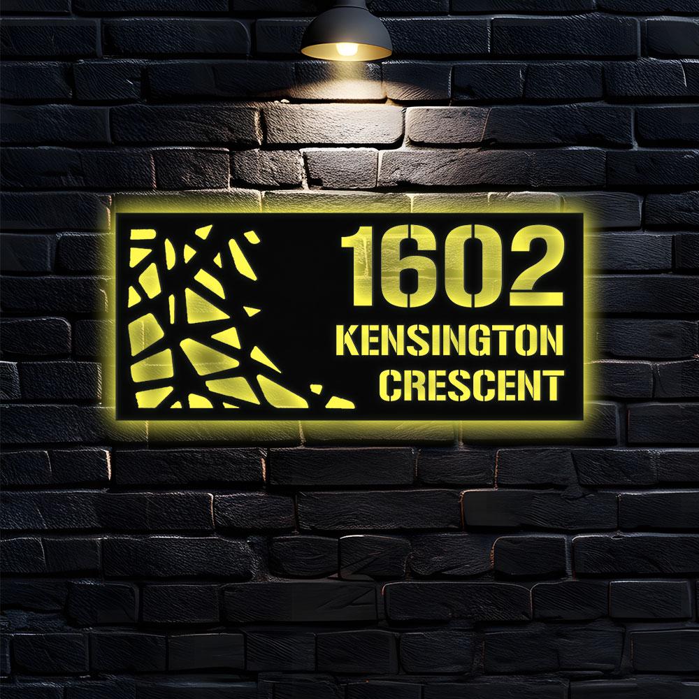 Address Number Metal Sign - Address Name Wall Sign, Personalized Split Letter Last Name, Address Number Sign, Outdoor Door Monogram