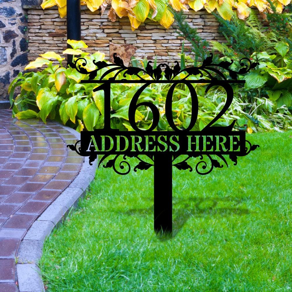Address Plaque Family Name Garden Metal Stake, Personalized  Family Name Yard Sign, Outdoor Door Decor, Garden Art, Gift for Garden Lovers
