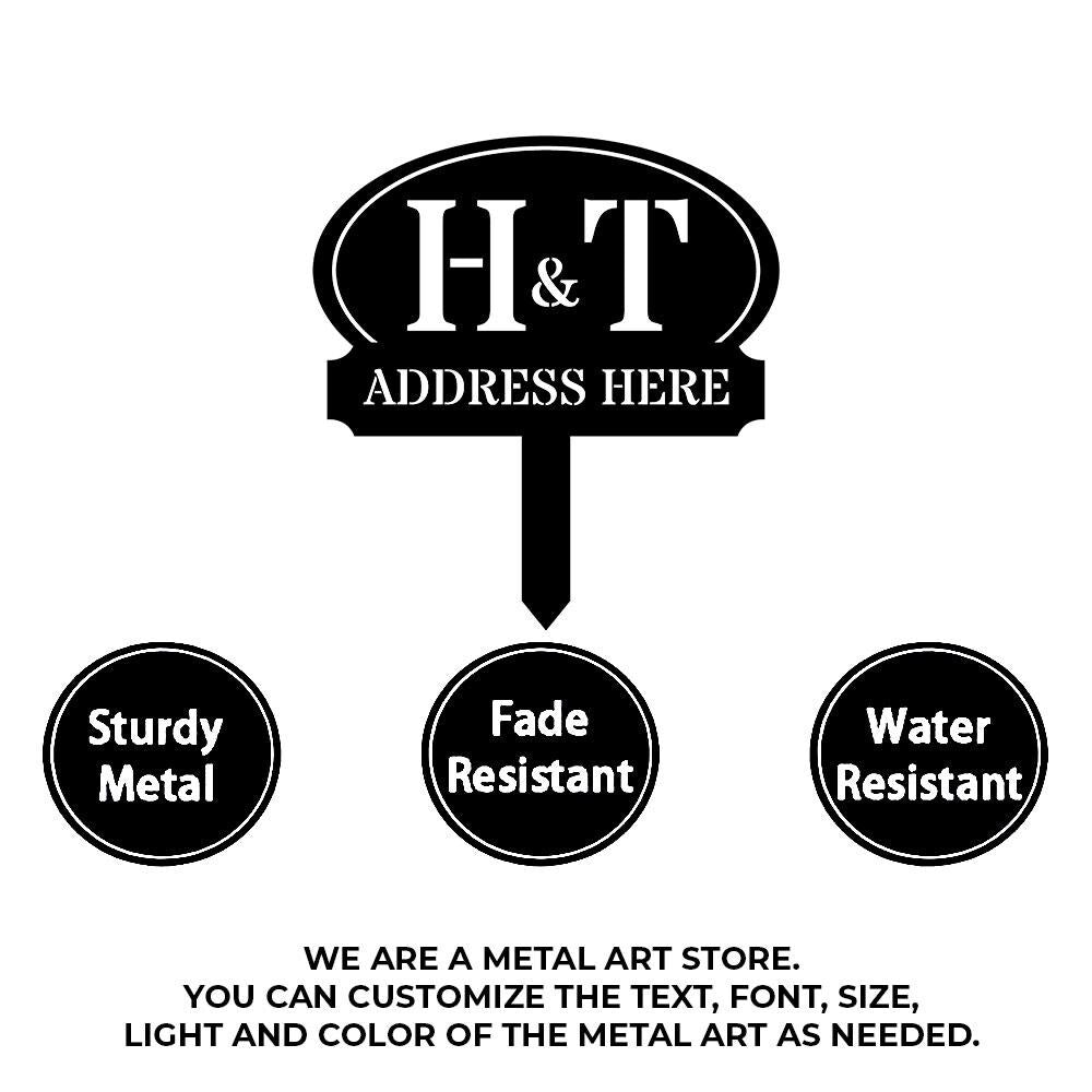 Address Unique Metal Sign, Metal Stake, Personalized Name Yard Sign, Outdoor Door Garden Decor, Metal Sign, Address Number, Housewarming