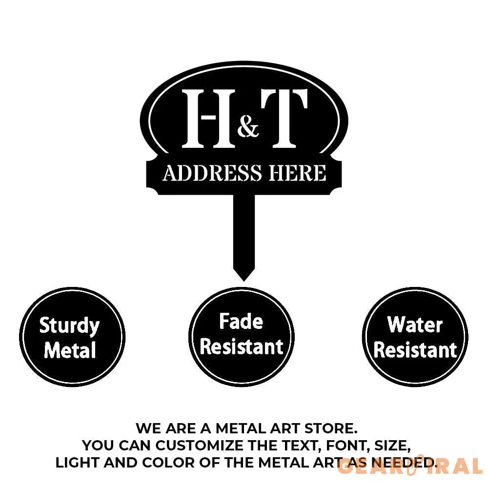 Address Unique Metal Sign Metal Stake Personalized Name Yard Sign Outdoor Door Garden Decor Metal Sign Address Number