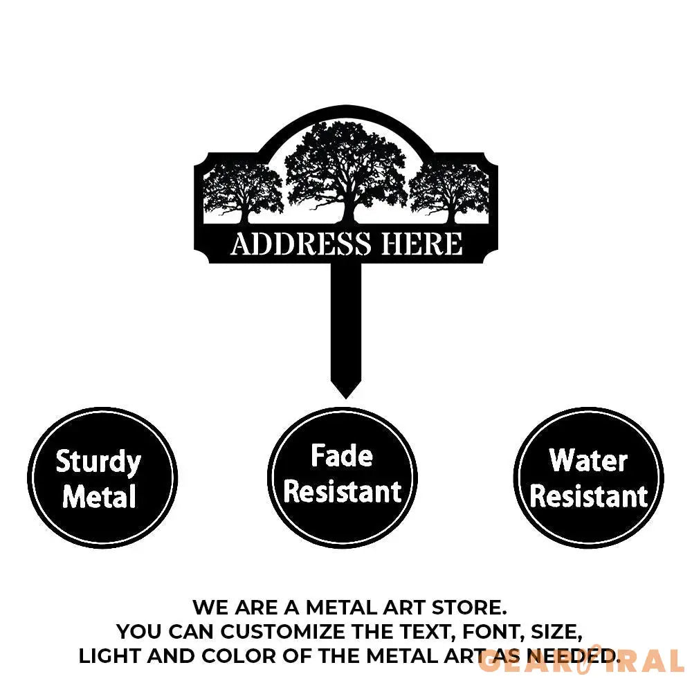 Address Unique Metal Sign Metal Stake Personalized Name Yard Sign Outdoor Door Garden Decor Metal Sign Address Number