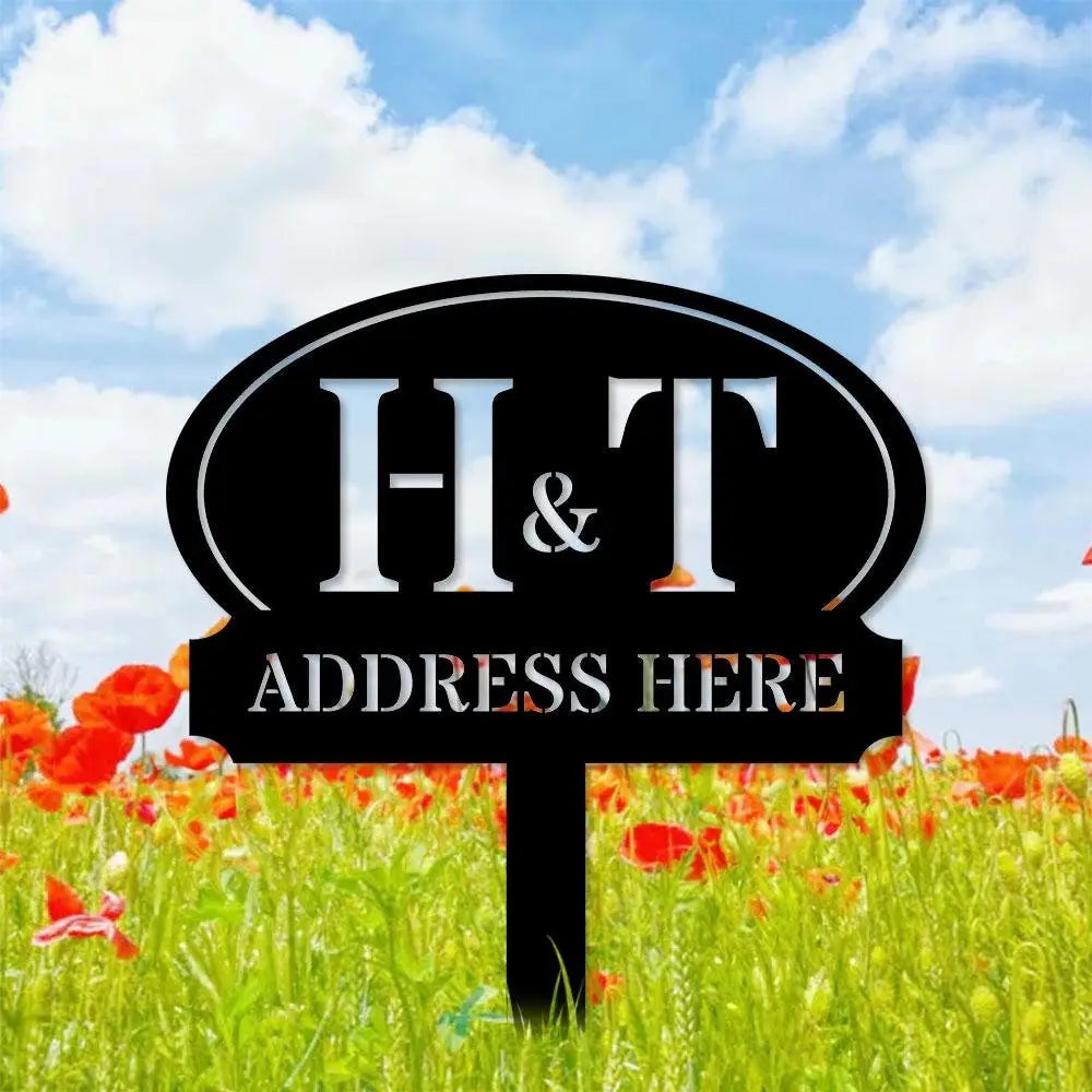 Address Unique Metal Sign Metal Stake Personalized Name Yard Sign Outdoor Door Garden Decor Metal Sign Address Number