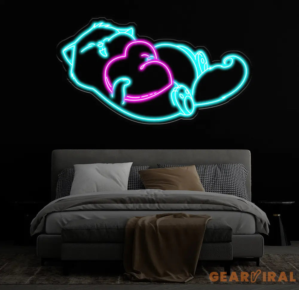 Adorable Cat Neon Sign - Custom Kitty LED Sign with Heart Cozy Pet Room Decor Cute Cat Lover Gift Bedroom Wall Art Neon