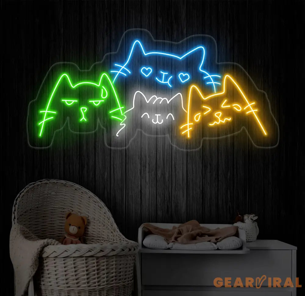 Adorable Cats Neon Sign - Custom Kitty LED Light Funny Cat Lover Gift Pet Shop Decor Bedroom Wall Art Perfect Gift for