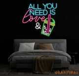 All You Need Is Love & Bubble Tea Neon Sign Custom Boba Tea Milk Tea LED Neon Light Drinks Coffee Bar Shop Home Wall