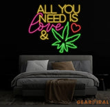 All You Need Is Love & Canabiss Neon Sign Weed Wall Art Marijuana Sign Decoration Custom Cannabis Sign Smoke Shop Led