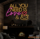 All You Need Is Love & Coffee Neon Sign,Neon Coffee Sign Led Sign For Coffee Shop Opening Custom Shop Signage Cafe Bar