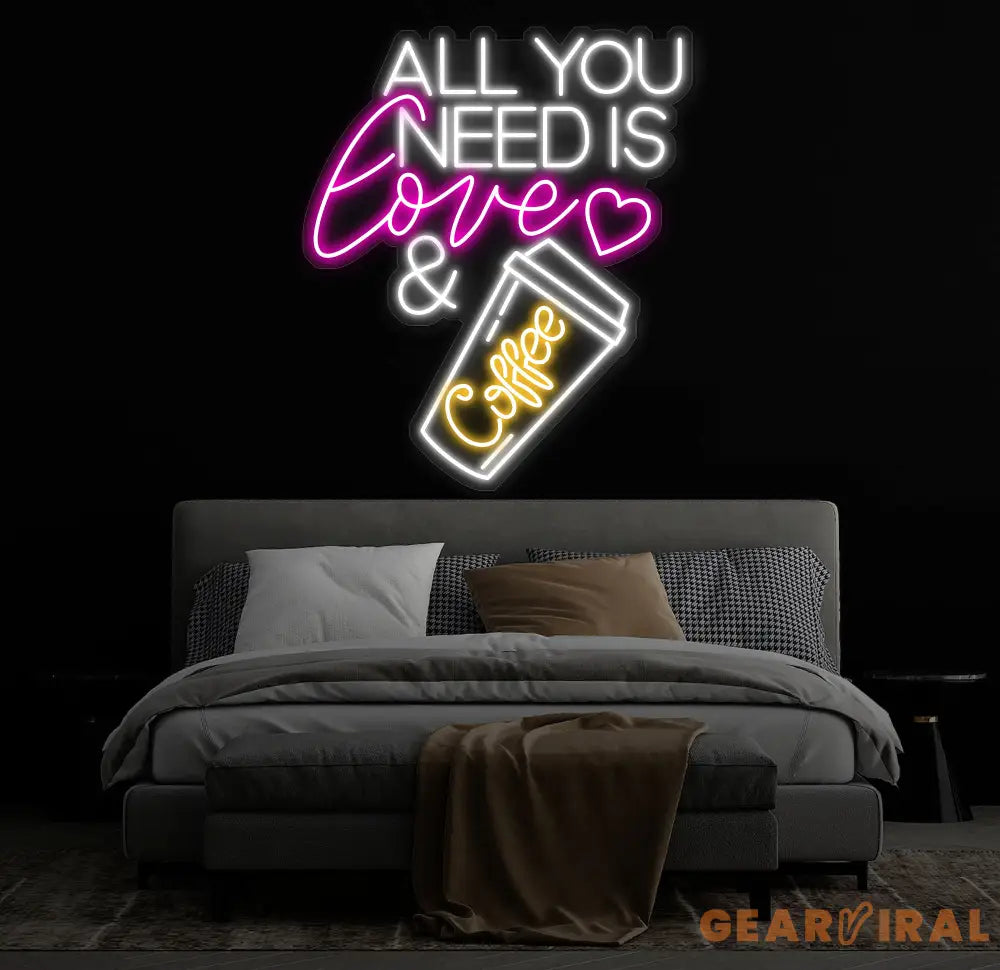 All You Need Is Love & Coffee Neon Sign,Neon Coffee Sign Led Sign For Coffee Shop Opening Custom Shop Signage Cafe Bar