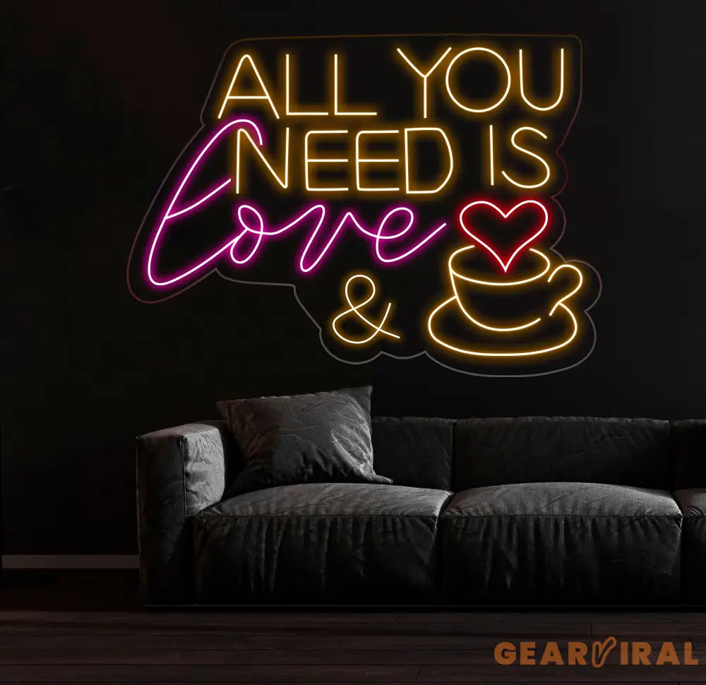 All You Need Is Love & Coffee Neon Sign,Neon Coffee Sign Led Sign For Coffee Shop Opening Custom Shop Signage Cafe Bar