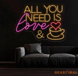 All You Need Is Love & Coffee Neon Sign,Neon Coffee Sign Led Sign For Coffee Shop Opening Custom Shop Signage Cafe Bar