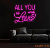 All You Need Is Love Neon Sign Custom Neon Sign Wedding Wall Decor Valentine’s Day Decor Couple Valentine’s Gift
