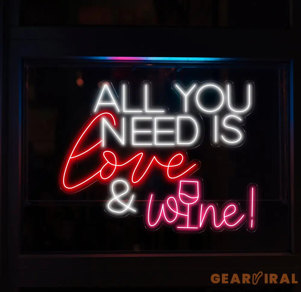 All You Need Is Love & Wine Neon Bar Sign Custom Bar Club Neon Signs Neon Sign Home Bar Decor Bar Decoration Neon