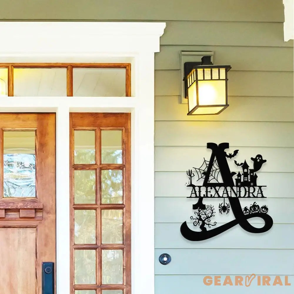 Alphabet Metal Sign Halloween Spider Decorative Name Sign Personalized Split Letter Last Name Halloween Sign Outdoor