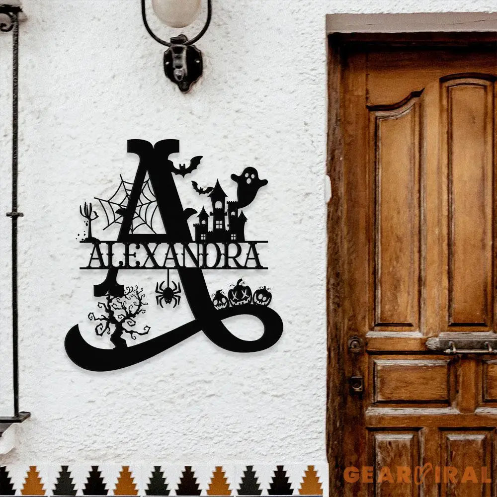 Alphabet Metal Sign Halloween Spider Decorative Name Sign Personalized Split Letter Last Name Halloween Sign Outdoor