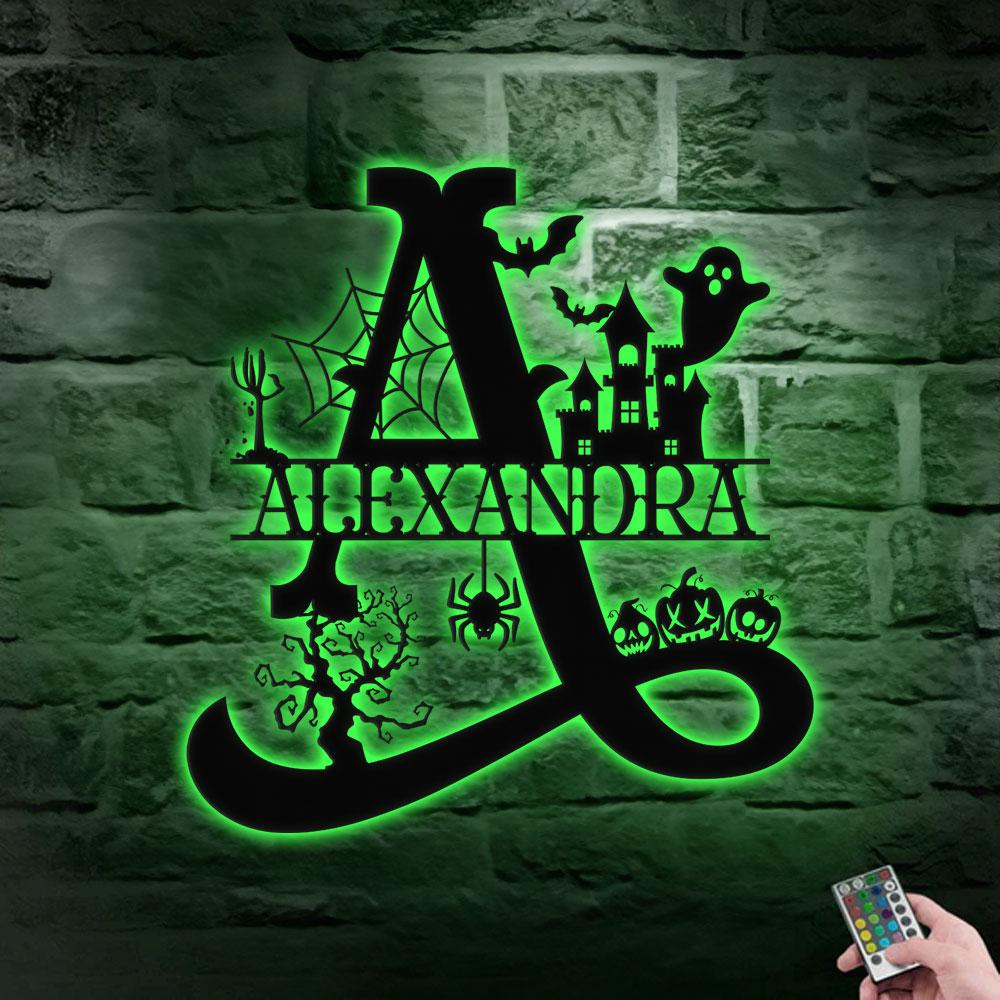 Alphabet Metal Sign Halloween Spider Decorative Name Sign, Personalized Split Letter Last Name, Halloween Sign, Outdoor Door Monogram