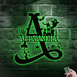 Alphabet Metal Sign Halloween Spider Decorative Name Sign, Personalized Split Letter Last Name, Halloween Sign, Outdoor Door Monogram