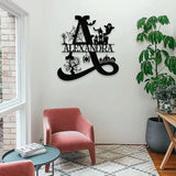 Alphabet Metal Sign Halloween Spider Decorative Name Sign, Personalized Split Letter Last Name, Halloween Sign, Outdoor Door Monogram