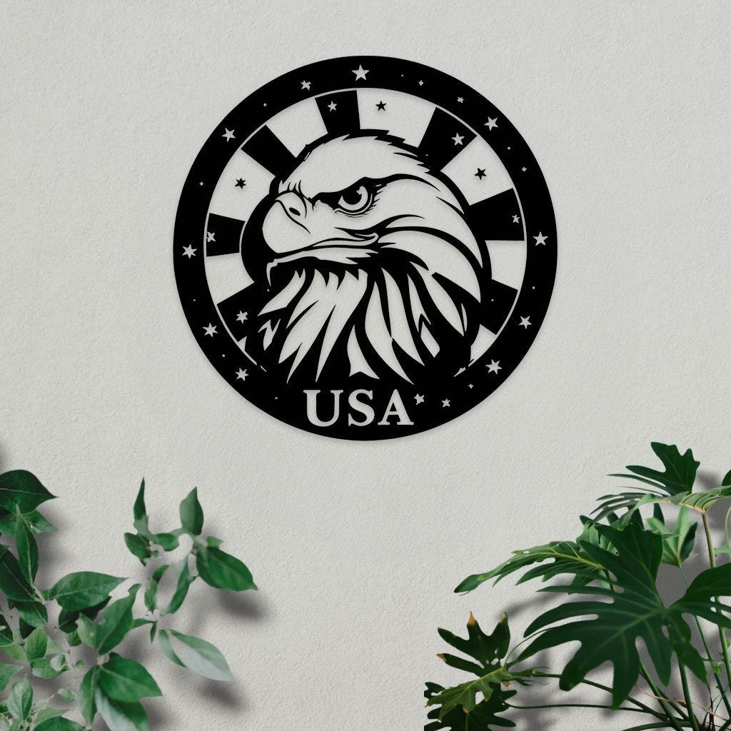 American Eagle Metal Wall Art, American Flag Wall Decor, US Large Metal Eagle Wall Sign, Eagle Living Room Decor, Housewarming Gift