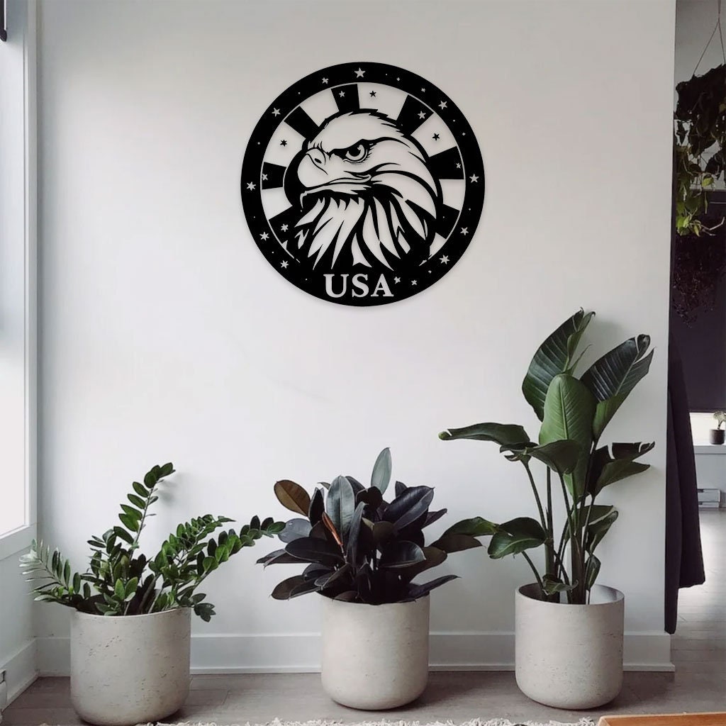 American Eagle Metal Wall Art, American Flag Wall Decor, US Large Metal Eagle Wall Sign, Eagle Living Room Decor, Housewarming Gift