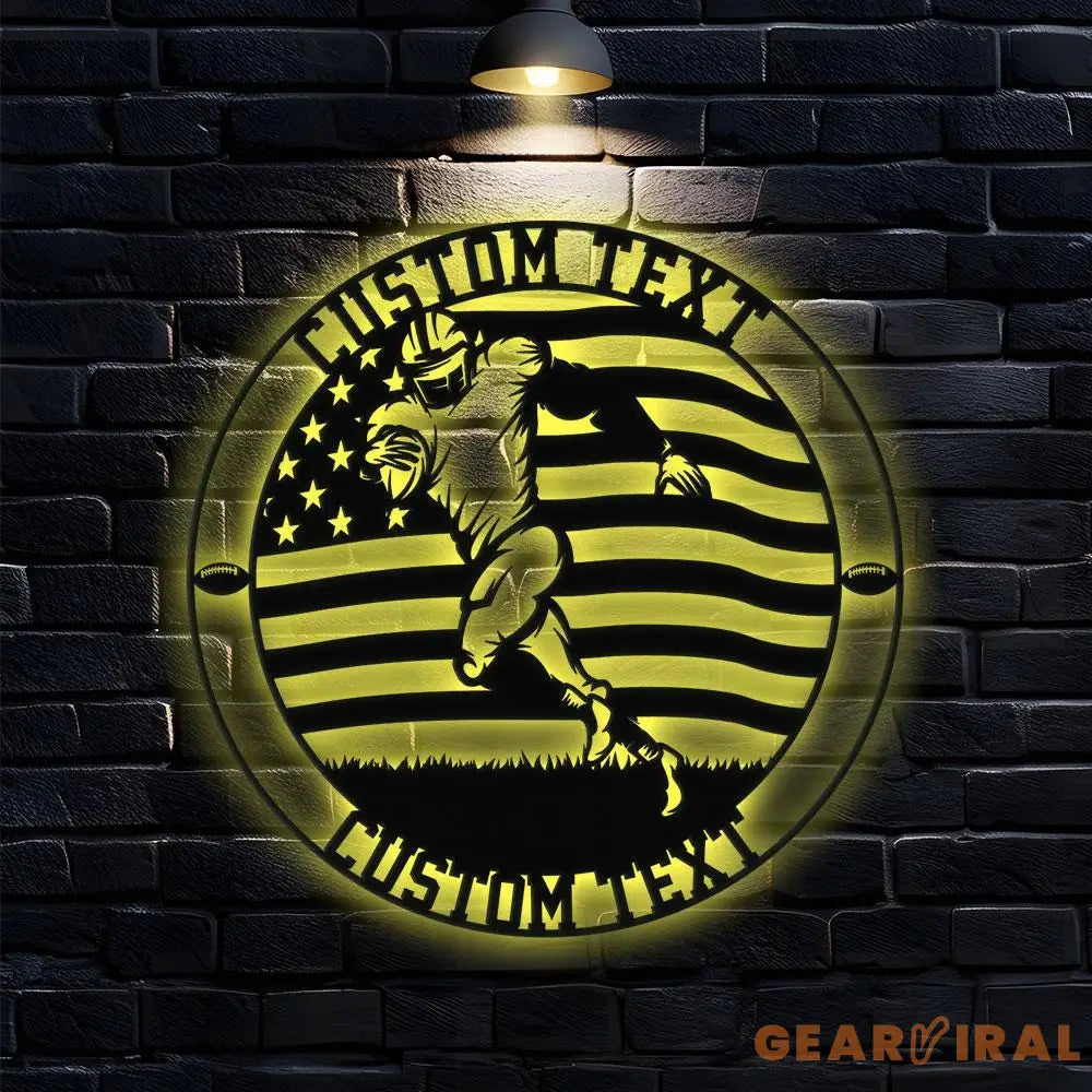 American Football Game Custom Name Metal Sign with LED Lights Personalized Family Name Metal Sign Personalized Wall Art
