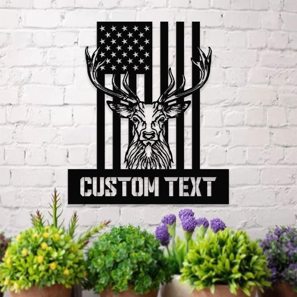 American Hunting Metal Sign, Personalized Family Name Led Metal Sign, Outdoor Door Decor, Address Wall Art, Perfect Gift for Housewarming