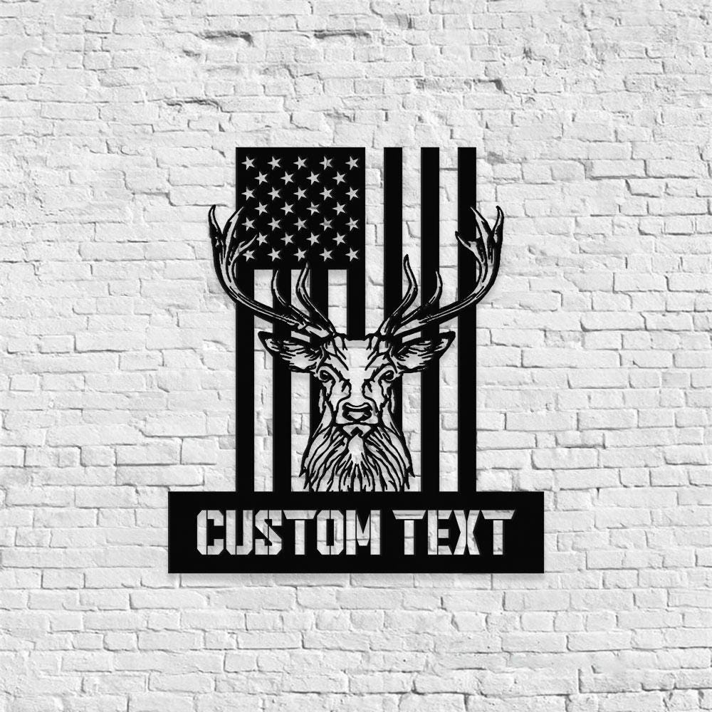 American Hunting Metal Sign, Personalized Family Name Led Metal Sign, Outdoor Door Decor, Address Wall Art, Perfect Gift for Housewarming