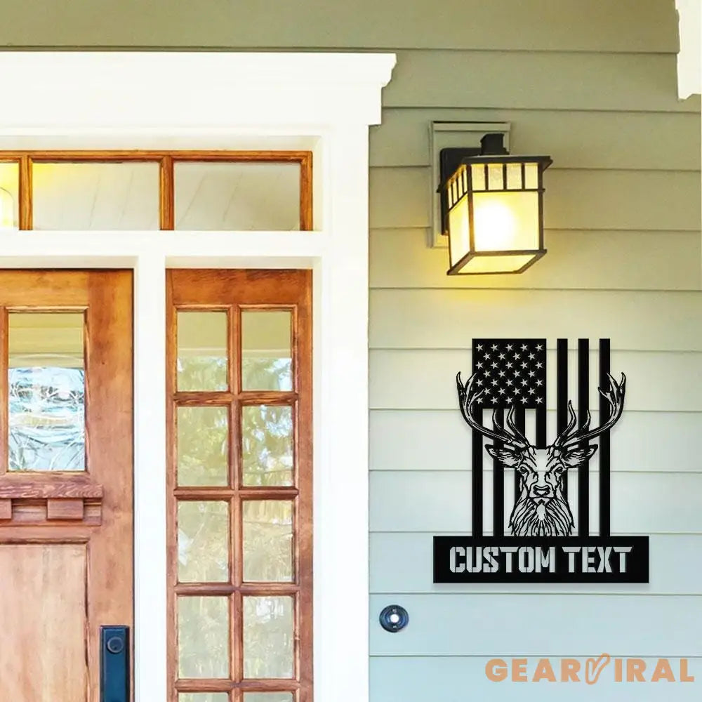 American Hunting Metal Sign Personalized Family Name Led Metal Sign Outdoor Door Decor Address Wall Art Perfect Gift