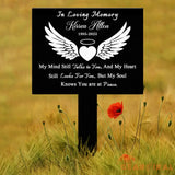 Angel Wings Heart Memorial Plaque with Stake Waterproof Grave Marker for Cemetery Remembrance Garden Stake Outdoor