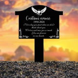 Angel Wings Heart Memorial Plaque with Stake Waterproof Grave Marker for Cemetery Remembrance Garden Stake Outdoor