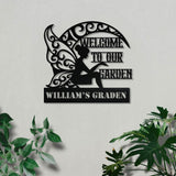 Angle Custom Name Garden Decor, Custom Garden Name Metal Hanging Sign, Personalized Metal Gardening Nature Lover Gift For Her