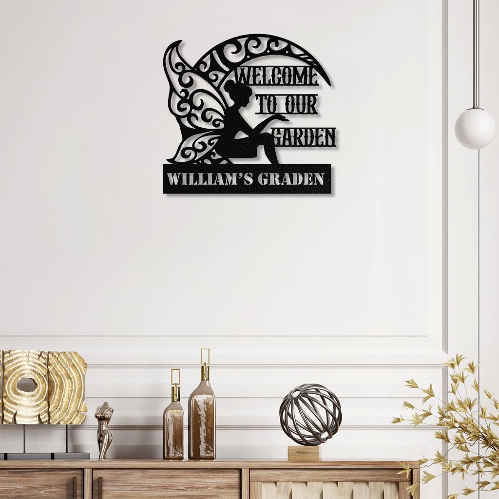 Angle Custom Name Garden Decor, Custom Garden Name Metal Hanging Sign, Personalized Metal Gardening Nature Lover Gift For Her