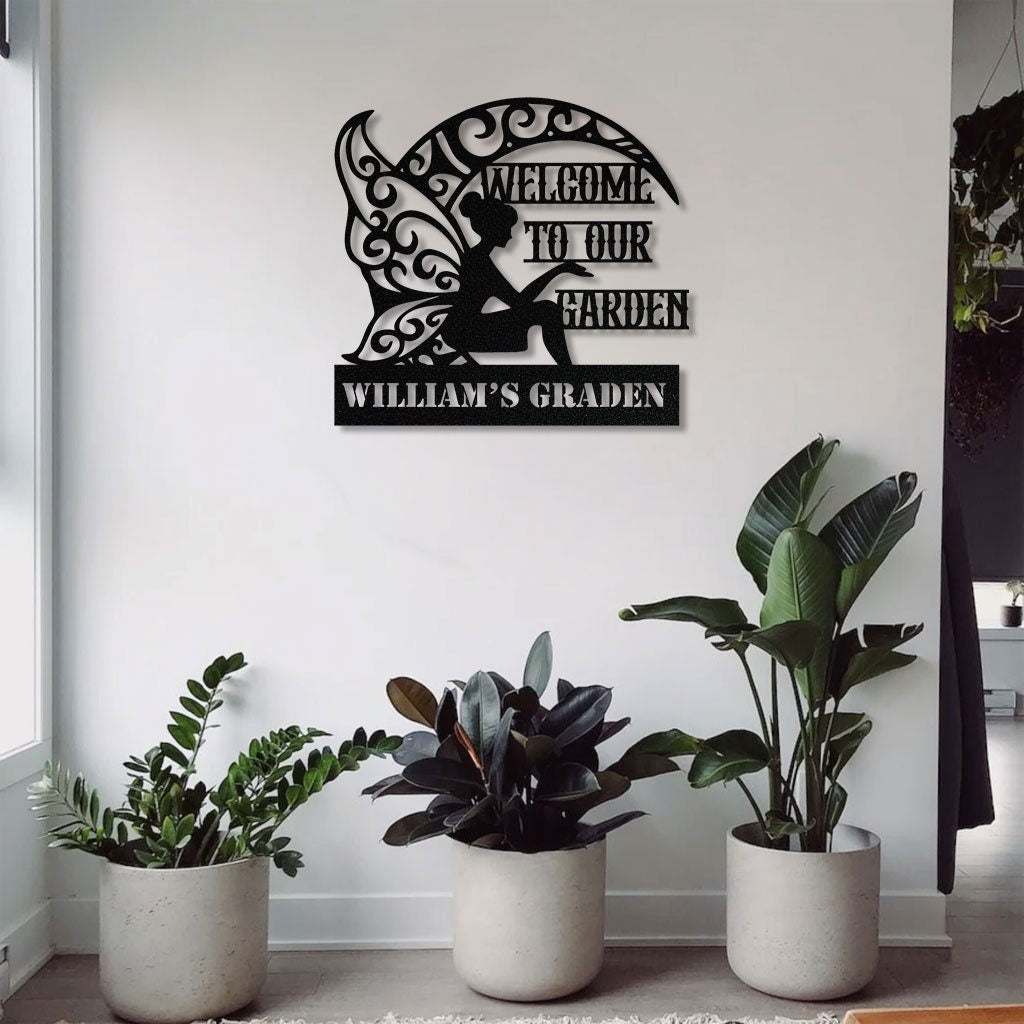 Angle Custom Name Garden Decor, Custom Garden Name Metal Hanging Sign, Personalized Metal Gardening Nature Lover Gift For Her