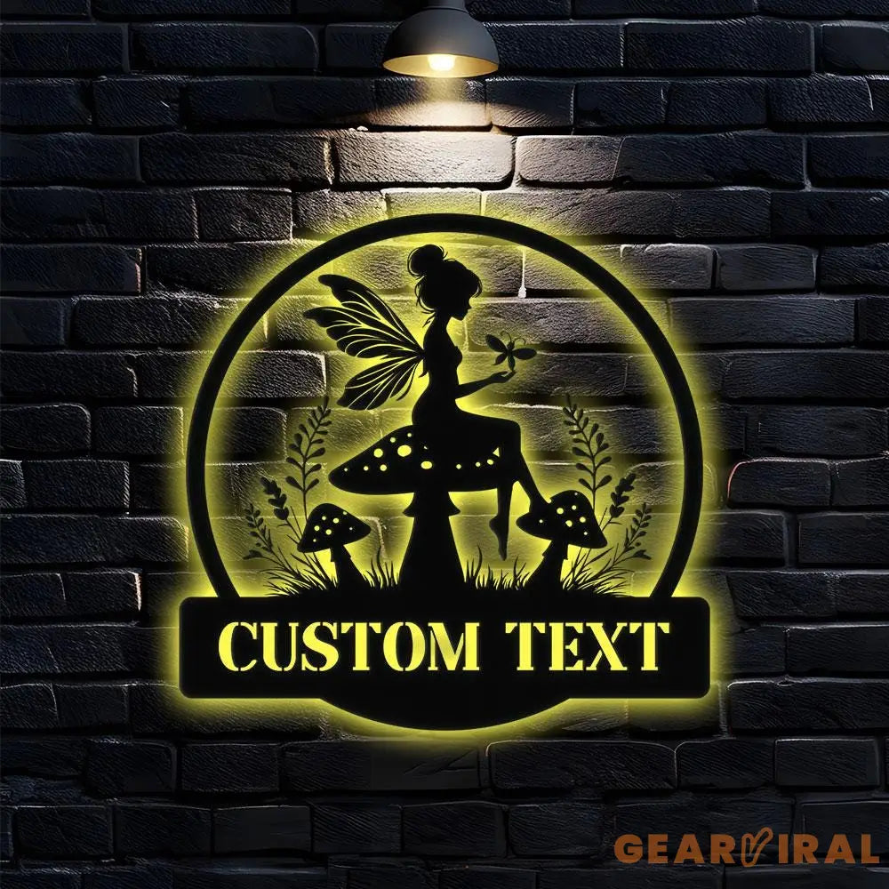 Angle Mushroom Name Metal Sign Personalized Princess Room Name Led Sign Outdoor Door Decor Address Wall Art Gift for