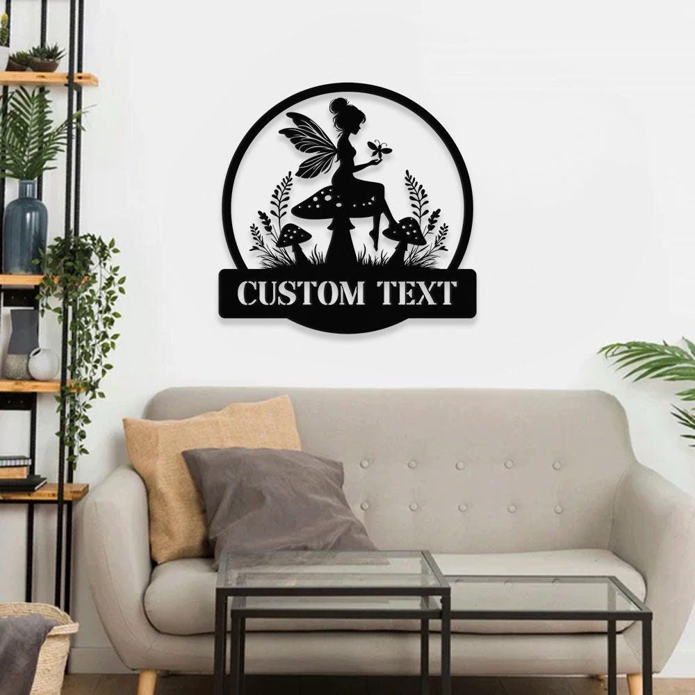 Angle Mushroom Name Metal Sign, Personalized Princess Room Name Led Sign, Outdoor Door Decor,  Address Wall Art, Gift for Housewarming