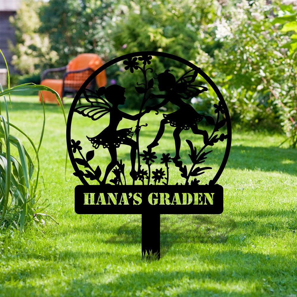 Angle Security Custom Metal Sign - Garden Metal Stake Decor - Custom Angle Metal Yard Sign - Personalize Garden Metal Sign  - Housewarming