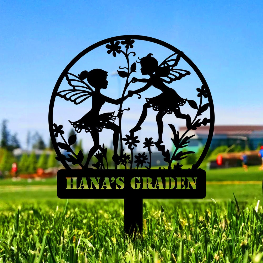 Angle Security Custom Metal Sign - Garden Metal Stake Decor - Custom Angle Metal Yard Sign - Personalize Garden Metal Sign  - Housewarming