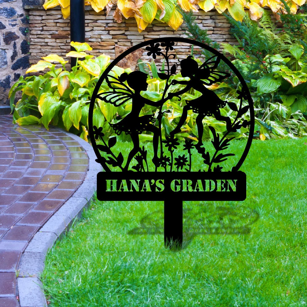 Angle Security Custom Metal Sign - Garden Metal Stake Decor - Custom Angle Metal Yard Sign - Personalize Garden Metal Sign  - Housewarming